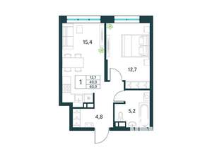 1-к квартира, вторичка, 40м2, 2/18 этаж