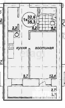 1-к квартира, вторичка, 33м2, 3/9 этаж