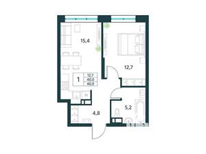 1-к квартира, вторичка, 40м2, 5/18 этаж