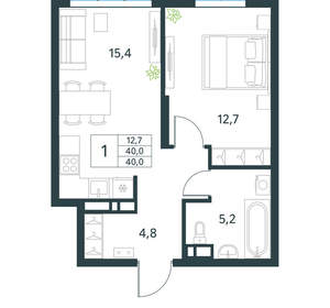 1-к квартира, вторичка, 40м2, 3/18 этаж