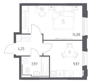 1-к квартира, вторичка, 33м2, 4/17 этаж