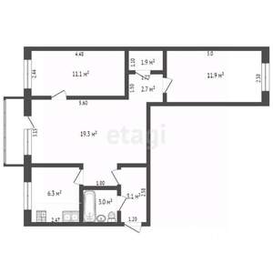 3-к квартира, вторичка, 60м2, 4/5 этаж