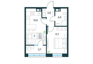 1-к квартира, вторичка, 39м2, 6/10 этаж