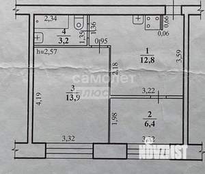 2-к квартира, вторичка, 37м2, 1/5 этаж