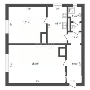 2-к квартира, вторичка, 46м2, 1/2 этаж