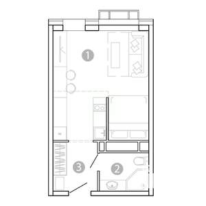 1-к квартира, вторичка, 29м2, 8/15 этаж