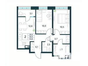 2-к квартира, вторичка, 54м2, 7/18 этаж