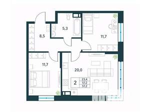 2-к квартира, вторичка, 57м2, 3/18 этаж