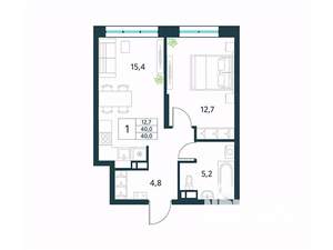 1-к квартира, вторичка, 40м2, 6/18 этаж