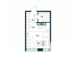 Студия квартира, вторичка, 27м2, 4/10 этаж