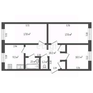 3-к квартира, вторичка, 61м2, 1/5 этаж
