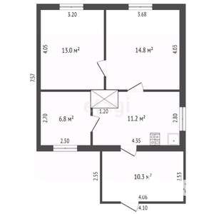 2-к квартира, вторичка, 56м2, 1/1 этаж