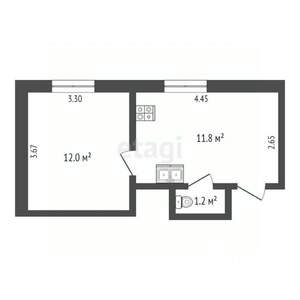 1-к квартира, вторичка, 25м2, 2/2 этаж