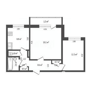 2-к квартира, вторичка, 53м2, 4/10 этаж