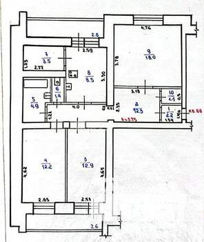 3-к квартира, вторичка, 77м2, 9/10 этаж