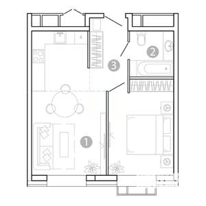 1-к квартира, вторичка, 43м2, 2/15 этаж