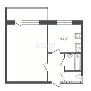 1-к квартира, вторичка, 42м2, 4/5 этаж