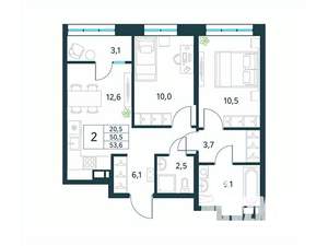 2-к квартира, вторичка, 54м2, 14/18 этаж