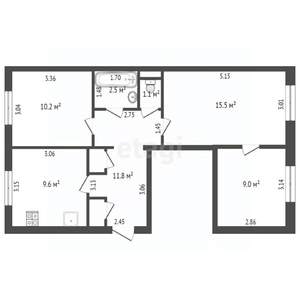 3-к квартира, вторичка, 60м2, 1/5 этаж