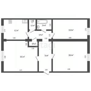 3-к квартира, вторичка, 77м2, 1/2 этаж