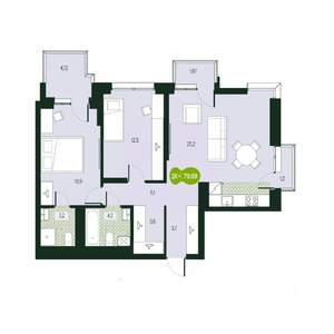 3-к квартира, вторичка, 80м2, 4/18 этаж