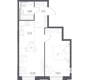 1-к квартира, вторичка, 47м2, 16/17 этаж