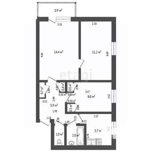 3-к квартира, вторичка, 50м2, 4/5 этаж