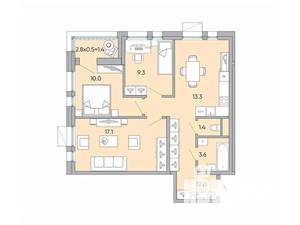3-к квартира, вторичка, 69м2, 11/18 этаж