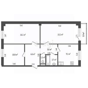 3-к квартира, вторичка, 71м2, 4/5 этаж