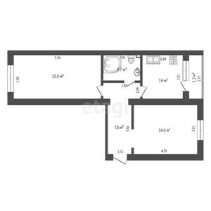 2-к квартира, вторичка, 49м2, 5/5 этаж