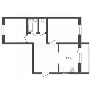 2-к квартира, вторичка, 55м2, 2/5 этаж