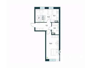 2-к квартира, вторичка, 48м2, 2/18 этаж