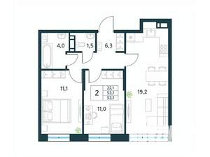 2-к квартира, вторичка, 53м2, 7/18 этаж