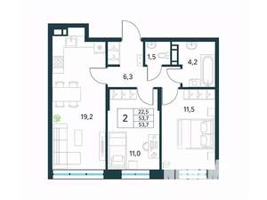 2-к квартира, вторичка, 54м2, 5/18 этаж
