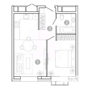 1-к квартира, вторичка, 43м2, 2/15 этаж