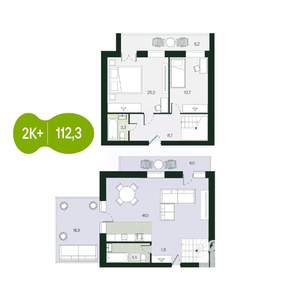 2-к квартира, строящийся дом, 112м2, 9/9 этаж