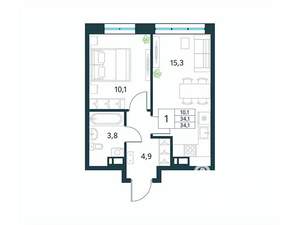 1-к квартира, вторичка, 34м2, 5/18 этаж