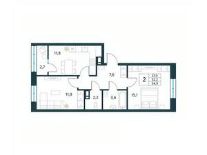 2-к квартира, вторичка, 55м2, 12/18 этаж