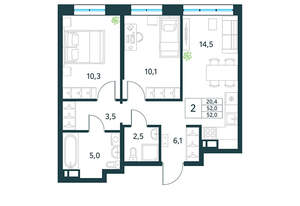 1-к квартира, вторичка, 39м2, 6/10 этаж