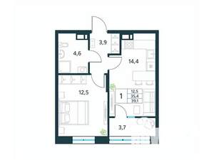 1-к квартира, вторичка, 39м2, 6/10 этаж