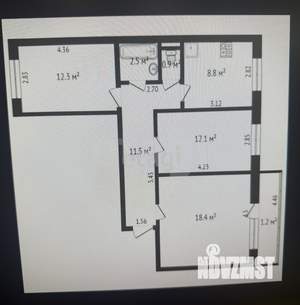3-к квартира, вторичка, 66м2, 9/10 этаж