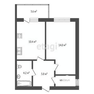 1-к квартира, вторичка, 36м2, 6/9 этаж