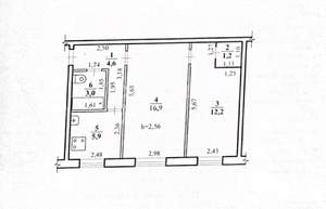 2-к квартира, вторичка, 44м2, 1/5 этаж