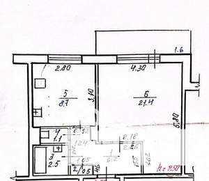 1-к квартира, вторичка, 42м2, 1/9 этаж