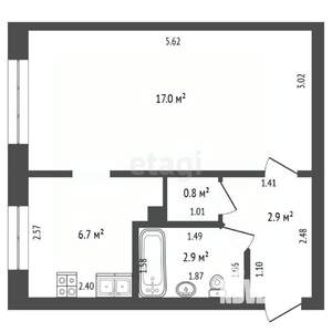 1-к квартира, вторичка, 33м2, 1/5 этаж