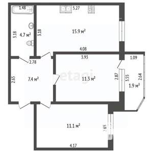 2-к квартира, вторичка, 50м2, 6/12 этаж