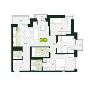 4-к квартира, вторичка, 96м2, 2/18 этаж