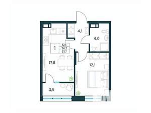 1-к квартира, вторичка, 38м2, 15/18 этаж