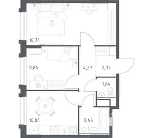 2-к квартира, вторичка, 49м2, 17/17 этаж