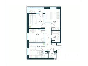 3-к квартира, вторичка, 64м2, 16/18 этаж
